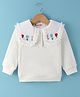 Kookie Kids Full Sleeves Winter Top with Floral Embroidery - White