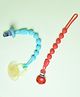 THE LITTLE LOOKERS Silicone Pacifier Clip for Baby Boys and Girls, One Piece Pacifier Clips, Wooden Soother Clips Design, Fits Most Pacifiers and Teething Toys - Blue & Red