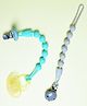 THE LITTLE LOOKERS Silicone Pacifier Clip for Baby Boys and Girls, One Piece Pacifier Clips, Wooden Soother Clips Design, Fits Most Pacifiers and Teething Toys - Blue & Grey