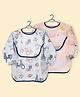The Little Lookers Baby Bibs with Pocket I Long Sleeved Bib for Toddlers, Kids I Washable, Lightweight & Waterproof, Bibs for 6-24 Months Baby - Print May Very (blue & Peach)