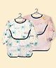 The Little Lookers Baby Bibs with Pocket I Long Sleeved Bib for Toddlers, Kids I Washable, Lightweight & Waterproof, Bibs for 6-24 Months Baby - Print May Very (peach & Green)
