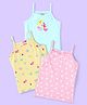 Babyhug  100% Cotton Knit Singlet Sleeves Slips Polka Dot & Duck Print Pack of 3 - Pink Blue & Yellow