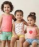 Babyhug Single Jersey 100% Cotton Knit Singlet Sleeves Slips With Polka Dots & Fruits Print Pack of 3 - White & Pink