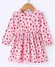 Ben Benny 100% Cotton Interlock Knit Full Sleeves Frock with Cherry Print - Pink