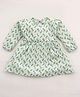 Ben Benny 100% Cotton Knit Full Peasant Sleeves Frock with Bloomer & Penguin Print - Light Peach