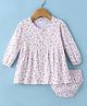 Ben Benny 100% Cotton Interlock Knit Full Sleeves Front Open Frock with Bloomer Floral Print - White