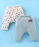 Ben Benny 100% Cotton Interlock Knit Ultra Comfort Diaper Leggings Bunny & Text Print Pack of 2 - White & Grey