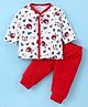 Ben Benny 100% Cotton Knit Full Sleeves Printed Night Suit - Red & White