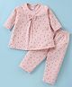 Ben Benny 100% Cotton Knit Full Sleeves Night Suit With Polka Dots Print - Peach