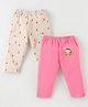 Ben Benny 100% Cotton Interlock Knit Full length Legging with Carrot & Rabbit  Print Pack of 2 - Beige & Pink