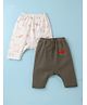 Ben Benny 100% Cotton Interlock Knit Ultra Comfort Diaper Leggings Watermelon & Animals Print Pack of 2 - Off White & Olive