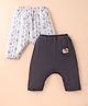 Ben Benny 100% Cotton Interlock Knit Ultra Comfort Diaper Leggings Snail & Milk Print Pack of 2 - White & Charcoal