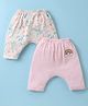 Ben Benny 100% Cotton Interlock Knit Ultra Comfort Diaper Leggings Floral & Rainbow Print Pack of 2 - Light Pink & White