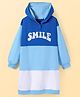 Pine Kids Cotton Knit Full Sleeves Hooded Sweatshirt Dress With Text Print & Cut & Sew Design - Blue