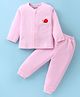 Little Darlings Cotton Knit Full Sleeves Night Suit With Snail Print - Pink