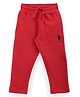 US Polo Assn Cotton Knit Full Length Track Pant with Brand Logo Print - Red