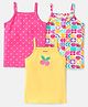 Babyhug Single Jersey 100% Cotton Singlet Sleeves  Slips Polka Dot & Cherry Print Pack of 3- White Pink & Yellow