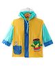 Babyhug Full Sleeves Below Knee Length Hooded Raincoat Minnie Mouse & Crocodile  Print - Yellow