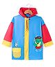 Babyhug Full Sleeves Below Knee Length Hooded Raincoat with Dino Print - Blue