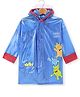 Babyhug Full Sleeves Below Knee Length Hooded Raincoat with Monster Print - Blue