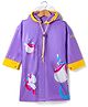 Babyhug Full Sleeves Below Knee Length Raincoat Unicorn Print  - Purple