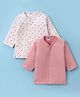 Ben Benny 100% Cotton Knit Full Sleeves  Jhablas with Solid & Star Print Pack of 2 - White & Light Red