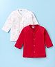 Ben Benny 100% Cotton Knit Full Sleeves Front Open  Vests Solid & Floral Print Pack of 2 - Red & White