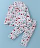 Ben Benny 100% Cotton Knit Full Sleeves Collared Night Suit With Christmas Theme Print - White