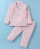 Ben Benny 100% Cotton Knit Full Sleeves Front Open Night Suit With Bunnies Print - Light Pink
