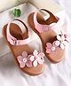 Babyoye Sandals with Velcro Closure  & Floral Applique - Pink