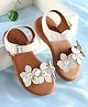 Babyoye Sandals with Velcro Closure  & Floral Applique - White