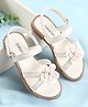 Babyoye Sandals with Velcro Closure & Floral Applique   - White