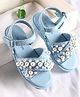 Babyoye Sandals with Velcro Closure & Pearl Detailing - Light Blue
