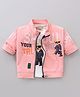Dapper Dudes Full Sleeves Show Your Talent Text Printed Jacket With Tee - Peach