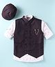 Dapper Dudes Full Sleeves Shirt With Checked Waistcoat Pant & Cap Set - Navy Blue