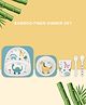 Polka Tots Eco-Friendly 5-Piece Bamboo Fiber Feeding Set For Babies, Toddlers, & Kids Includes Plate, Bowl, Glass, Spoon, Fork  Dino Design | Kids Tableware & Crockery Set