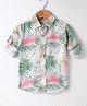 JASH KIDS Viscose Woven Full Sleeves Leaves Printed Shirt - White