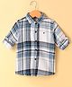 JASH KIDS Cotton Woven Full Sleeves Checkered Shirt - Navy Blue & White