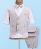 JASH KIDS Cotton Woven Full Sleeves 3 Piece Party Suit with Bow & Pintuck Detailing - Light Grey