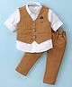 Jash Kids Cotton Woven Full Sleeves Shirt & Bottom Set with Waistcoat - Mustard