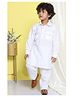 AJ Dezines Full Sleeves Solid Cotton Blend Kurta Pyjama Set - White