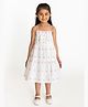 Campana 100% Cotton Sleeveless Flowers Embroidered Dress - White