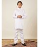 AJ Dezines Full Sleeves Solid Cotton Kurta Pyjama Set -  White