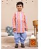 Budding Bees Cotton Full Sleeves Striped With Lace Embellished Kurta & Dhoti Set - Pink