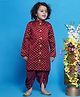 Little Bansi Mulberry Silk Full Sleeves Floral Foil Embroidered Kurta With Coordinating Dhoti - Maroon