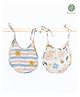 Cocoon Care Bamboo Muslin Baby Terry Bib Double Sided Reversible With Bees and Stripe Pack of 2 - Multicolor