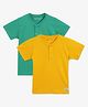 Campana Pack Of Two 100% Cotton Half Sleeves Solid  T Shirts - Yellow & Green