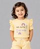 My Milestones Pure Cotton Ruffle Sleeves Text & Rainbow Printed Top - Yellow