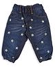 My Milestones 100% Cotton Denim Daisy Embroidered Joggers - Blue
