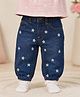 My Milestones 100% Cotton Denim Daisy Embroidered Joggers - Blue